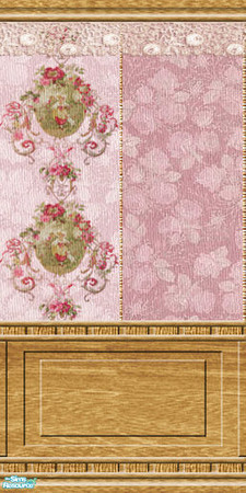 Sims 2 — GGSR - 02 by perelinka — GREAT-GRANDMA\'S SECRET ROOM: pink wallpaper with oak panel.