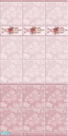 Sims 2 — GGSR - 06 by perelinka — GREAT-GRANDMA\'S SECRET ROOM: pink tiled wall with roses.