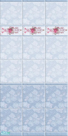 Sims 2 — GGSR - 08 by perelinka — GREAT-GRANDMA\'S SECRET ROOM: blue tiled wall with roses.
