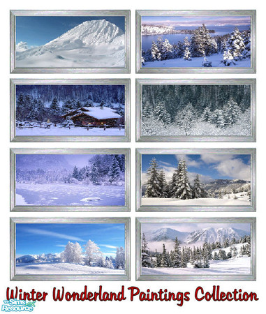 Sims 2 — Winter Wonderland Paintings Collection by shadow66 — This is a set of eight paintings depicting a winter