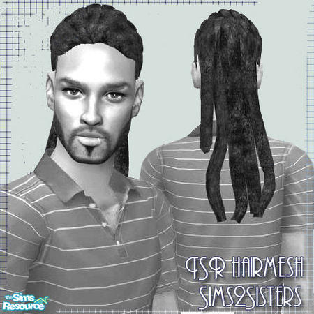 The Sims Resource - S2S Dreadlock Ponytail for Male - MESH