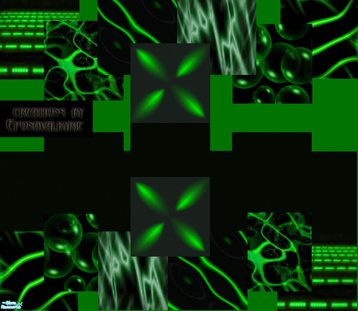 Sims 2 — Epona Neon Green Set by EponaValkyrie — Part of a new walls and floors set featuring 7 neon designs in hues of