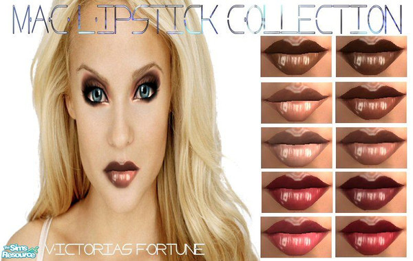 Sims 2 — VF MAC Lipstick Collection by fortunecookie1 — Here are 10 creamy colors of MAC inspired lipstick that