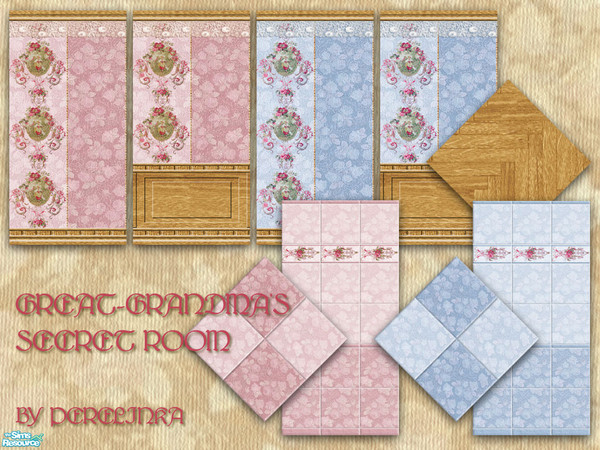 Sims 2 — GREAT-GRANDMA\'S SECRET ROOM by perelinka — GREAT-GRANDMA\'S SECRET ROOM - set of wallpapers (bedroom) and tiles