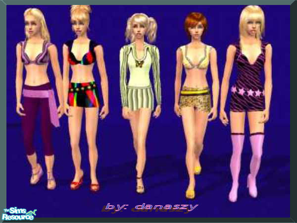 Sims 2 — Summer outfits by danaszy — A nice set of five easy care summery outfits for adult female. Perfect for your sim.
