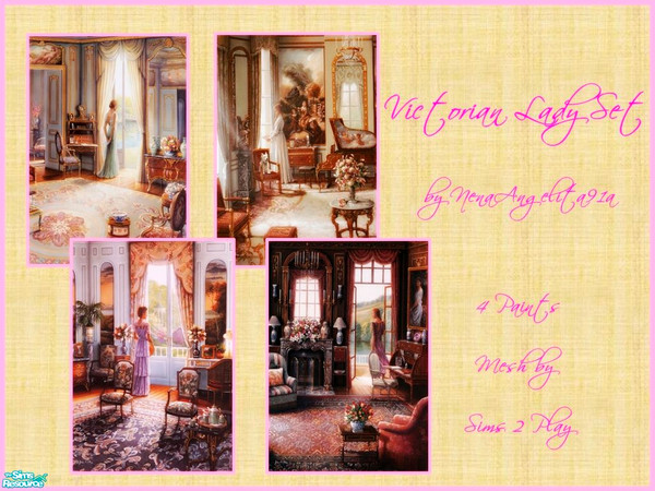Sims 2 — Victorian Lady Set by NenaAngelita91a — This set have 4 paints. You need mesh by Sims 2 Play You can find this