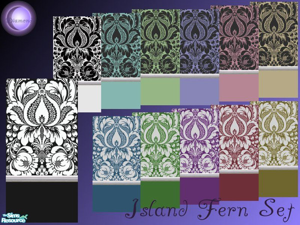 Sims 2 — D2DIsland Ferns by D2Diamond — 12 fun painted designs for your home, hotel, or resort. 