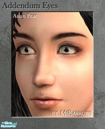 Sims 2 — Addendum Eyes - Asian Pear by MsBarrows — Extremely pale yellow-green with a hint of brown tones around the