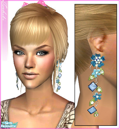 Sims 2 — more earrings! - flower blue by justtschibi — Your sims need... more earrings! :) These earrings are based on