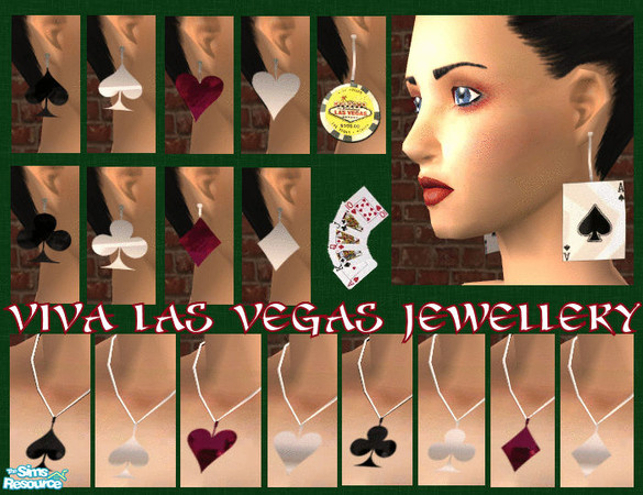 Sims 2 — Viva Las Vegas Jewellery by Ses — A set of 8 necklaces and 10 earrings based on a Vegas casino theme