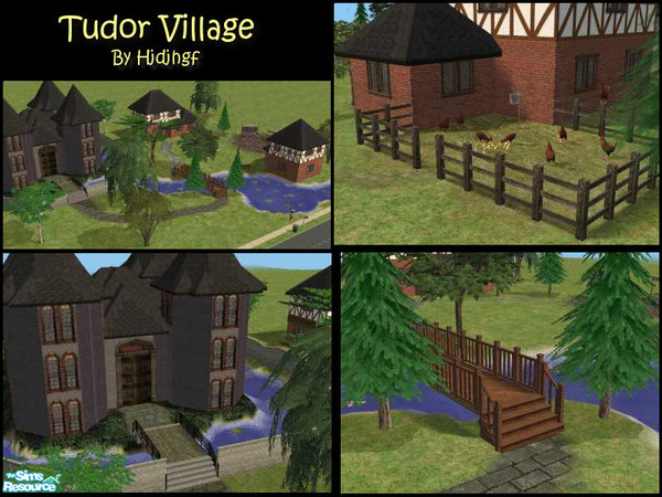 Sims 2 — Tudor Village by hjdjhgf — A small tudor/medieval style village which features a small farm, a market, a lake
