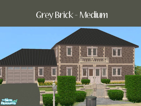 Sims 2 — Grey Brick Set - Medium by miss_c_bong — This medium sized house sells for $77,946. It offers two medium sized