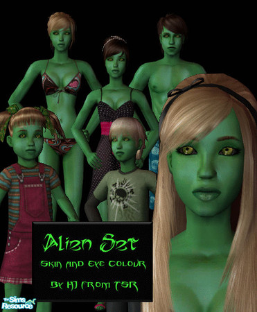Sims 2 — Alien Set by hjdjhgf — A small set containing alien eyes and skin tone. For all ages and genders, no meshes or