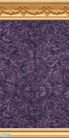 Sims 2 — jsf2PineSwagPurpleFeathers by jsf — Pine mouldings with a swag motif hold a feather pattern in purple.