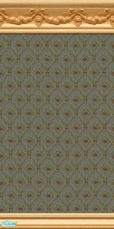 Sims 2 — jsf2PineswagMarine by jsf — Pine mouldings with a swag motif hold a teal diamond patterened wallpaper called