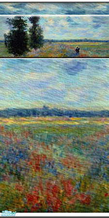Sims 2 — Claude - wall cl07 by perelinka — Wallpaper ver. 3 with poppy field motif.