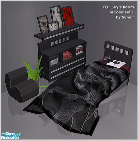Sims 2 — FOF Boys Room - Recolor set 1 by Sunair — FOF Boys Room - Recolor set 1 (black)
