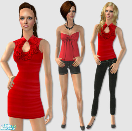 Sims 2 — Red  by simal10 — 3 outfits. Don\'t forget to download my meshes from the link below. Happy Simming!