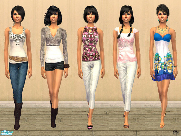 Sims 2 — Fashion Collection #9 by olcia_olivinea — Set of five everyday (three maternity) outfits for adult woman.