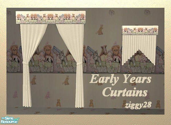 Sims 2 — Early Years Curtains by ziggy28 — A re-colour of the veil of dreams curtain. This file re-colours both curtains