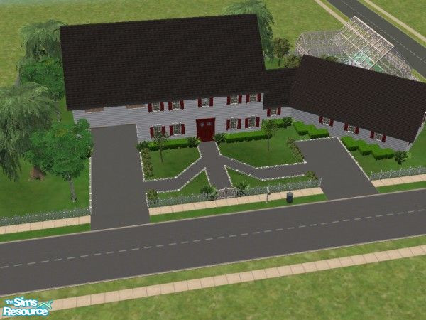 Sims 2 — Andellea by KatieKing — A colonial dream. With 2 parking spaces, a greenhouse and garden, a pool, and so much