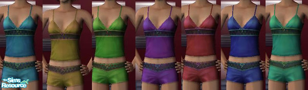 Sims 2 — Camisole Recolors by Eternal Sailor Chibi — A set of brightly colored camisole undie/pajama sets from Kitchen