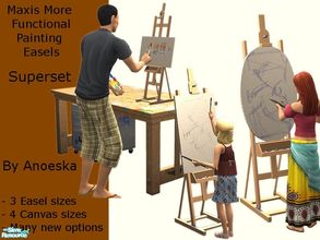 Sims 2 — Maxis More Functional - Painting Easels Superset by AnoeskaB — Superset with 3 painting easel sizes: a small