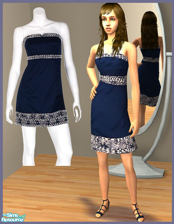 Sims 2 — Lilly Pulitzer Dresses - Bowen Solid Dress by emmdav — A navy blue and silver strapless Bowen Solid Dress from