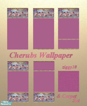 Sims 2 — Cherubs Wallpaper Set by ziggy28 — A set of 5 wallpapers and 1 carpet in the Cherub design
