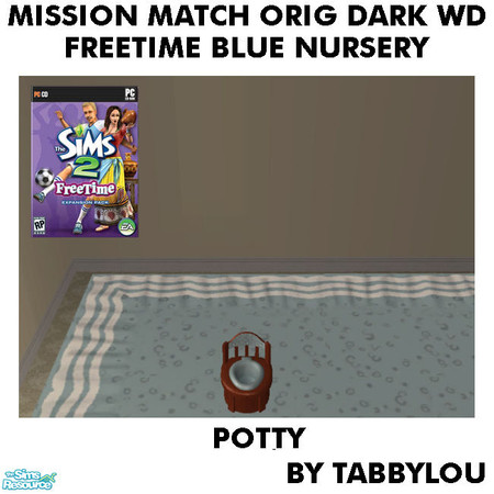 Sims 2 — TL - MM FTBlue PottyChair OrigDarkWd by TabbyLou — Recolor of FreeTime Classic Lil\' Angel Potty Chair with