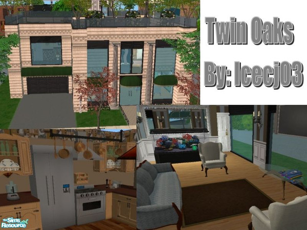 Sims 2 — Twin Oaks by icecj03 — This lot has 3 bedrooms, and 3 bathrooms. The 3rd bedroom is a nursery. It also includes