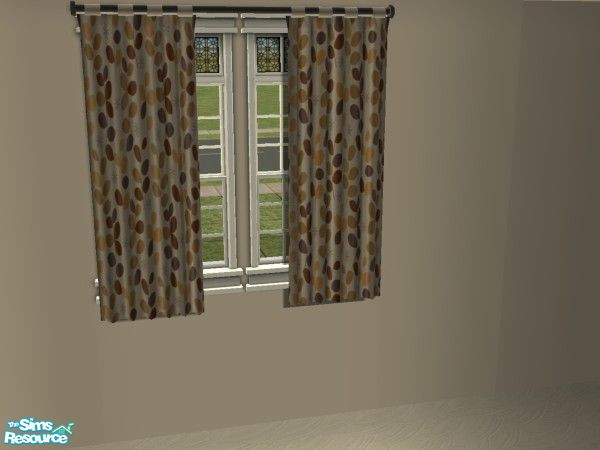Sims 2 — Esprit Curtain - Double Short Length (Mesh) by sailfindragon — Esprit Double Short Length Curtain in Latte