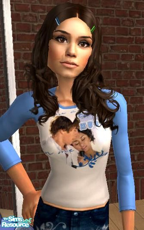 Sims 2 — You Are The Music in Me by brinneydee by brinneydee — A blue and white athletic top features Troy and Gabriella,
