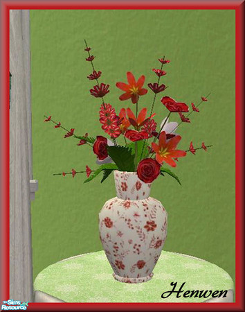 Sims 2 —  Wildflower Bouquet Red by Henwen — New option of flower colors with a new vase as well.
