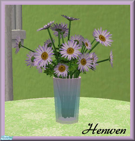 Sims 2 —  Daisy Bouquet Purple by Henwen — New option of flower colors with a new vase as well.