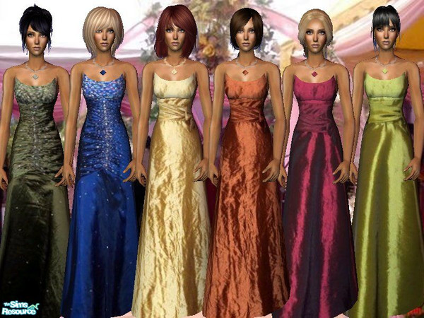 Sims 2 — Nightlife Formal by janicap — Set contains 6 adult women formal dresses.