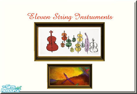 The Sims Resource | Retro Fusion - Eleven String Instruments Wall Hanging