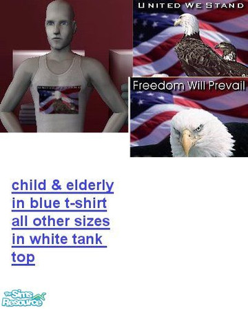 Sims 2 — freedom male set 1 by tambriah — male top for every age with the American Flag. some say \"Freedom with