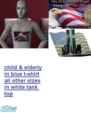 Sims 2 — freedom male set 2 by tambriah — tops for all age males that have a picture and says either \"We will never