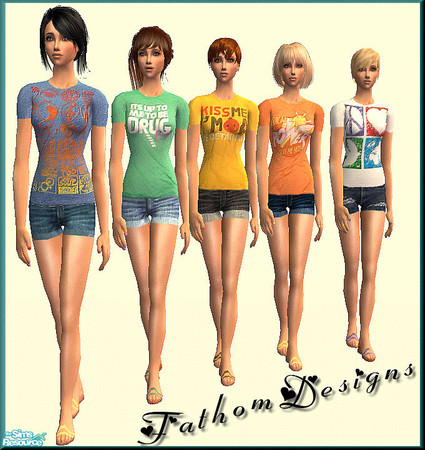 Sims 2 — Shorts!!! by FathomDesigns — A set of five outfits for your Sim ladies :)