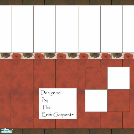 Sims 2 — Poppy Bathroom Floor & Wall Set by eriduserpent — I saw a likkle poppy border tile and thought...oowhhhh