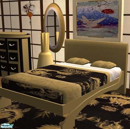 Sims 2 — Tokyo Bedroom - Gold Dragon - double bed by ead425 — 