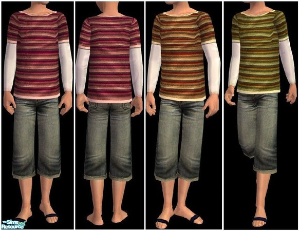 Sims 2 — JPcmdaily3 by juttaponath — Stripey shirts and jeans for boys. No mesh and no expansion pack needed.