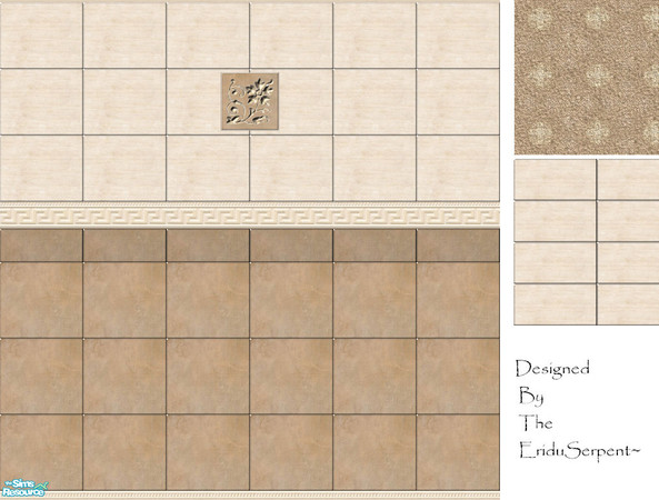 Sims 2 — Cafe Con Leche Wall & Floor Set by eriduserpent — A muted calm looking set... two tiled walls, one carpet