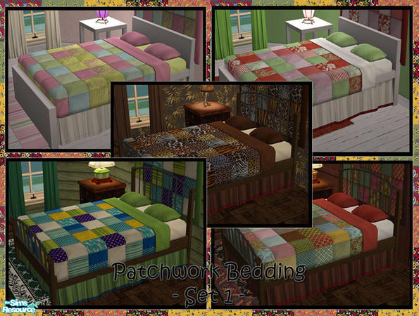 Sims 2 — Patchwork Bedding - Set 1 by Donnha — Patchwork themed bedding in various styles.