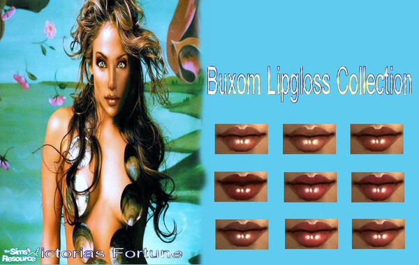 Sims 2 — VF Buxom Lipgloss Collection by fortunecookie1 — Here are nine new shades of lipgloss for your lovely sims.
