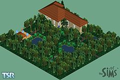 Sims 1 — The Oasis by Andrew W — A Romantic cotage for 2 in the middle of a lush forest complete with lakes and an