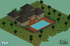 Sims 1 — Malikane by Nihalg — It has 1 bathroom, 1 kitchen, 1 living room and 2 bedrooms. It has a big balcony and pool