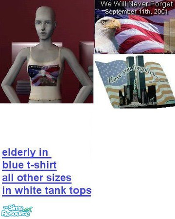 Sims 2 — freedom female set 2 by tambriah — female shirt for all ages with a picture and a phrase of either \"We