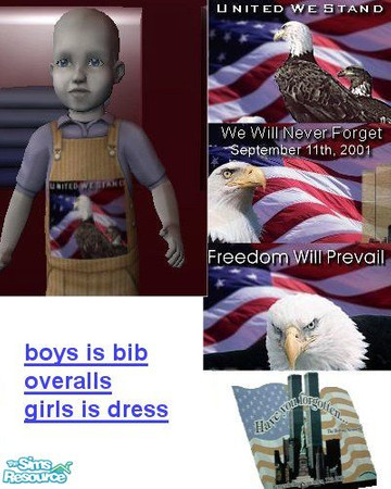 Sims 2 — freedom toddler set by tambriah — male short bib overalls & female dresses with 4 different pictures and